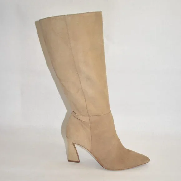 New! Vince Camuto Tressara Pointed Toe Knee High Boot Tan Women’s Size 9 DD326